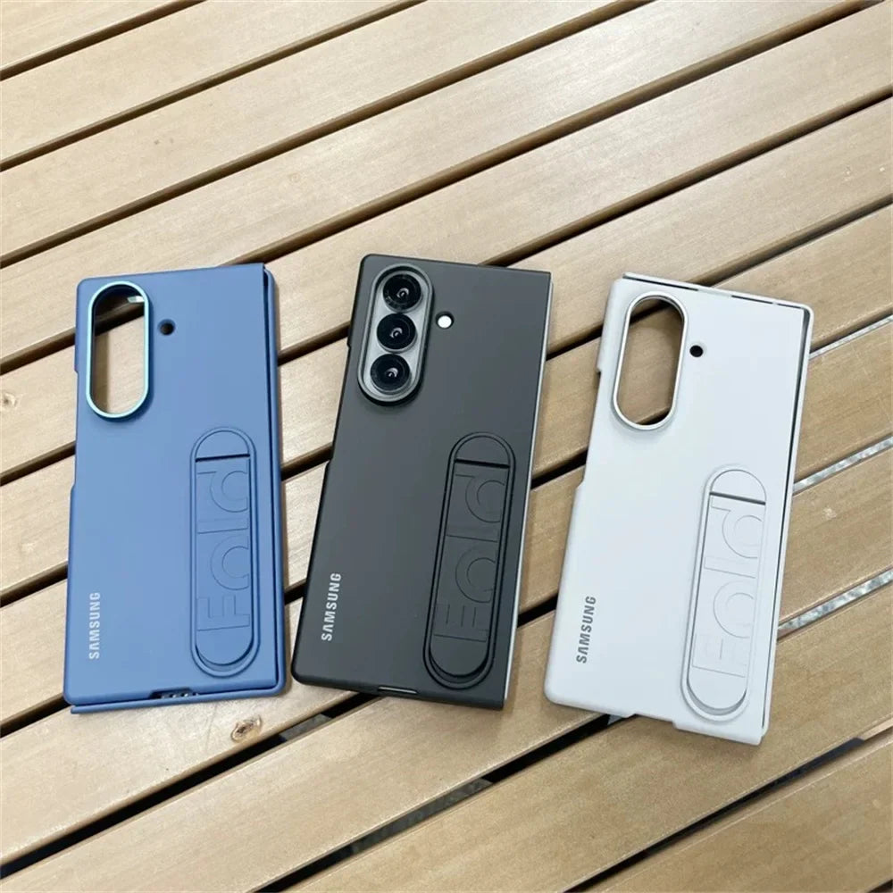 Luxury Standable Matte Silicone Phone Case for Samsung Galaxy Z Fold 6-7 – Skin Feel Full-Back Protective Cover
