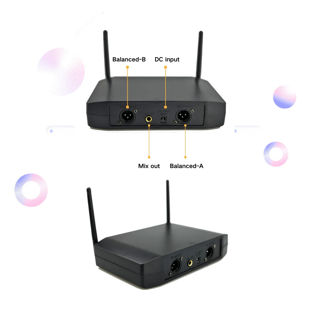 GLXD4 Professional Wireless Microphone – Dual Channel UHF Rechargeable Mic for Stage, Speeches & Live Streaming