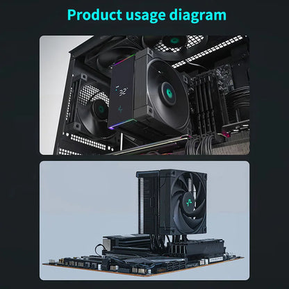 DEEPCOOL AK500S CPU Air Cooler – 5 Heat Pipes 240W TDP Silent Heatsink with 120mm FDB Fan & Digital Display Radiator Cooling System