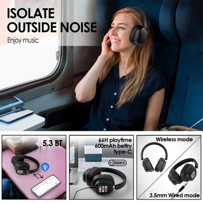 Siindoo JH-ANC930Plus Hybrid Wireless Headphones – Active Noise Cancelling with Multi Magnetic Touch Control & LED Display