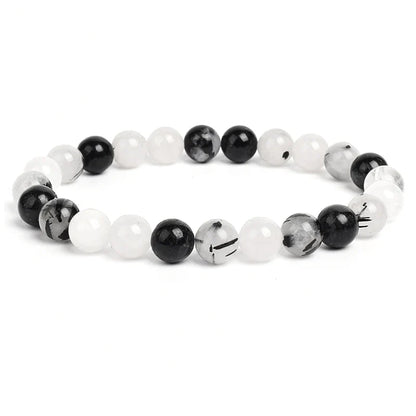 Natural Stone Bead Bracelet - Amethyst Crystal Quartz Aquamarine Jade Agate Elastic Bangle Jewelry for Women & Men