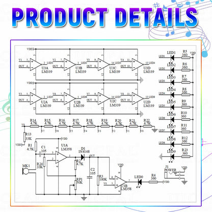 DIY LED Music Spectrum Kit - Crystal Column Audio Display PCB Soldering Practice Kit 5-12V