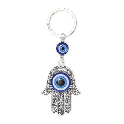 Lucky Eye Fatima Hand Keychain – Alloy Tree of Life Elephant Owl Blue Turkish Evil Eye Car Keyring Jewelry for Men & Women Gift