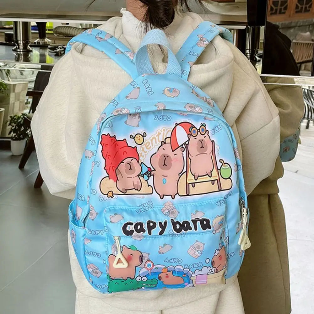 Cute Capybara Backpack | Large Capacity, Breathable Nylon Schoolbag for Students, Women & Girls, Ultra-Light Book Bag