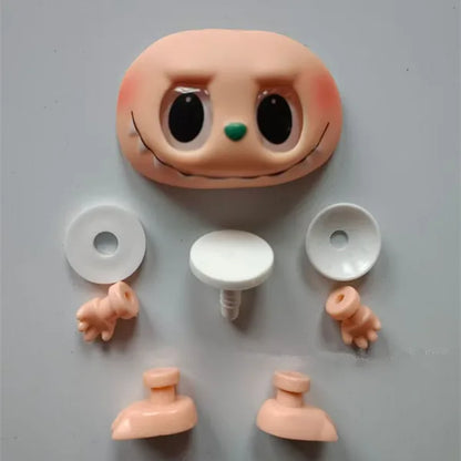 DIY Labubu Macaron Dolls Accessories – Vinyl Face & Hand Foot Blind Box with Switching Emotions