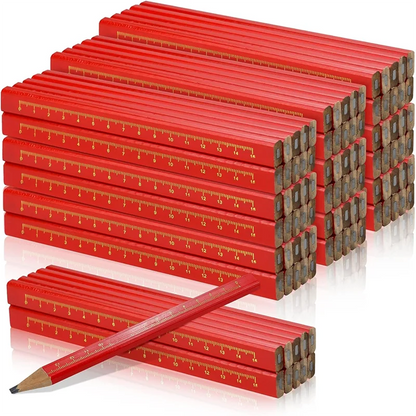 10-Piece Woodworking Pencils Set: Dedicated Marking Tools for Workers - Flat Head Pen Design, Black Octagon & Red Square for Precise Drawing Lines