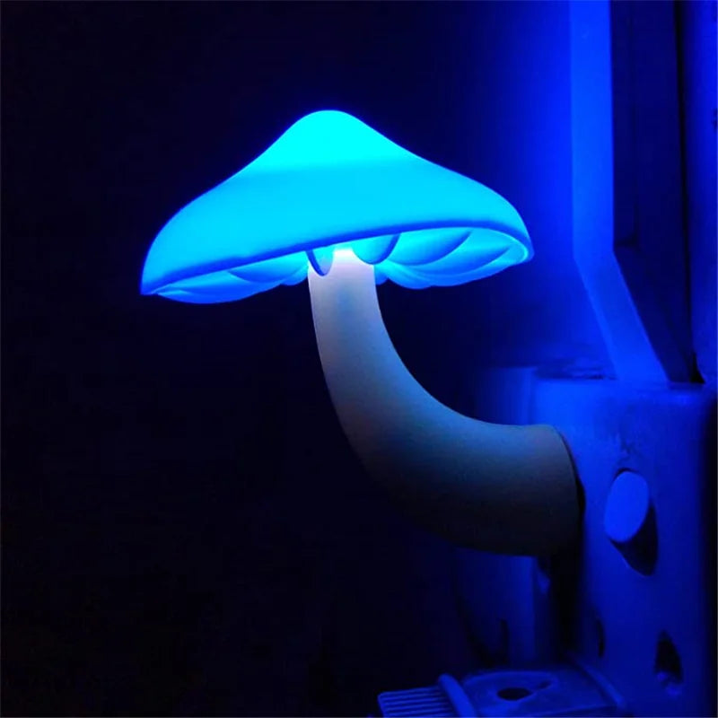 Mushroom Shape LED Night Light – Automatic Light Sensor Wall Lamp for Bedroom & Toilet Ambient Home Decor