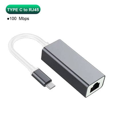 USB Type-C Ethernet Adapter — 1000Mbps USB 3.0 RJ45 Network Card for MacBook, PC & Android