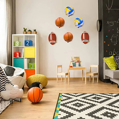 Wall-Mounted Basketball Storage Rack – Iron Multi-Purpose Football Display Shelf, Ball Holder & Space-Saving Living Room Decor