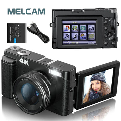 4K Digital Camera – 48MP Compact Vlogging Camera with 180° Flip Screen, Autofocus & Anti-Shake