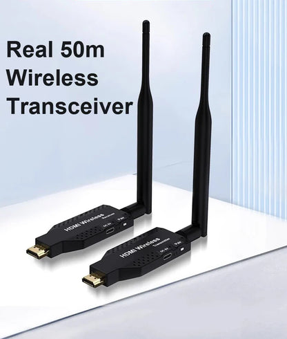 50m Wireless HDMI Extender – 1-to-2/3/4 Video Transmitter & Receiver for TV, Camera, Laptop, PC to Monitor or Projector