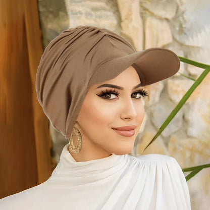 Women’s Wide Brim Headwrap Hat – Multicolor Muslim Turban Cap, Pullover Bonnet Sun Hat for Travel & Hair Loss Fashion