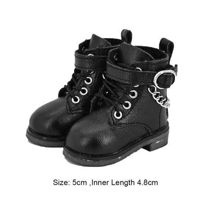 5–15cm Fashion Doll Leather Shoes – Casual Cotton Boots with Chain for 1/6 BJD Dolls