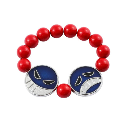 Anime Red Beads Bracelet Necklace – Portgas D. Ace Cosplay Jewelry Accessories for Fashion & Party Gifts