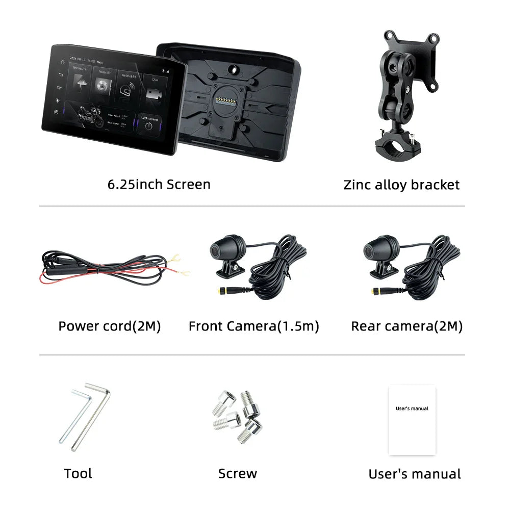 EKIY 6.25" Portable Digital Dashboard with Wireless CarPlay & Android Auto GPS Navigation - Anti-Theft Removable Screen for Motorcycle   2/2