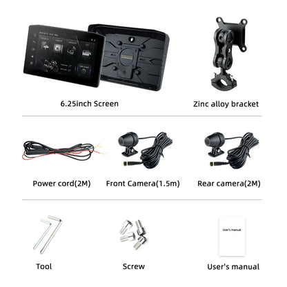 EKIY 6.25" Portable Digital Dashboard with Wireless CarPlay & Android Auto GPS Navigation - Anti-Theft Removable Screen for Motorcycle   2/2