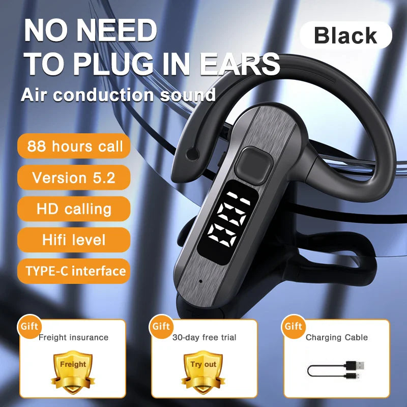 New Sport Bluetooth 5.3 Bone Conduction Headphones – Wireless Open-Ear Headset with Noise Reduction Mic for Running
