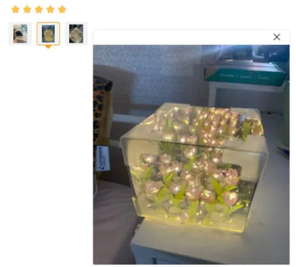 DIY Tulip Flower Sea Cube Night Lamp – 3D Creative Material Kit for Couples