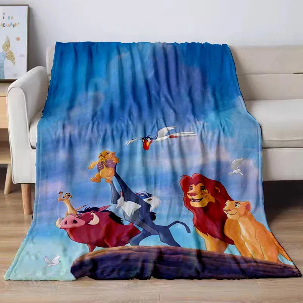 Lion King Simba Cartoon Flannel Blanket – Soft Cozy Throw for Sofa, Bed, Car, Camping, Travel & Kids Gift