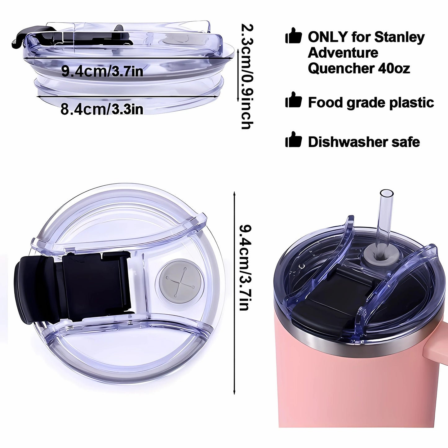 Leak-Proof Lid for 40oz Tumbler – Spill-Proof Replacement Cover for Stanley Cup Accessory