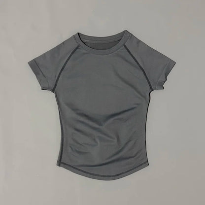 Women’s Seamless Sports Top – Short Sleeve Slim Fit Yoga & Gym Running Fitness Activewear T-Shirt Athletic Workout Tee