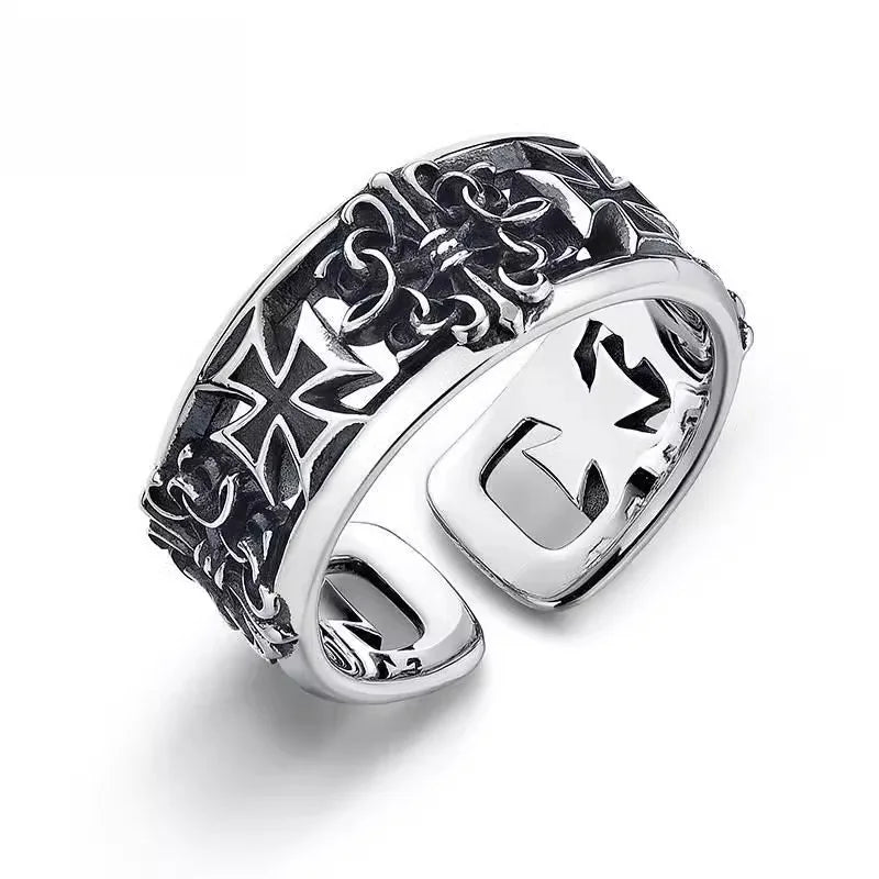 Men's Cross Ring - Vintage Y2K Punk Gothic Adjustable Couple Jewelry