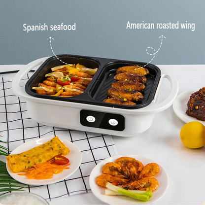 2 in 1 Non-Stick Shabu Pot and Griddle - Multi-Cooker for BBQ, Shabu Shabu, Steaks, Ramen and Noodles, Electric Cooking Pot