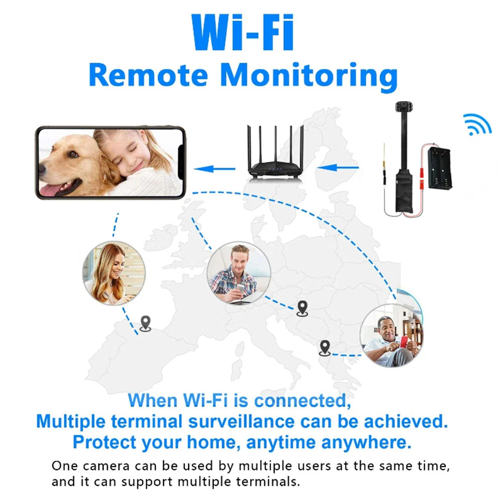 Mini WiFi Security Camera — 4K/1080P HD Wireless Night Vision Camcorder with Voice and Video Surveillance