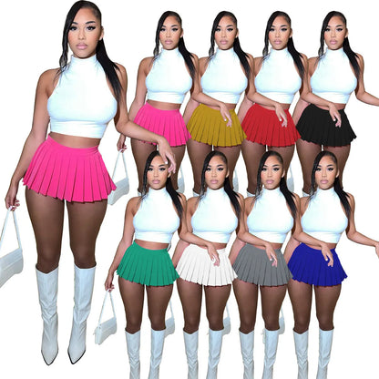 2024 New Fashion High Waist Mini Pleated Skirt - Sexy Club Outfit for Women, Spring/Summer Y2K A-line Stretchy Skirt