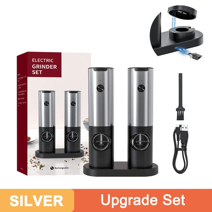 USB Rechargeable Electric Salt & Pepper Grinder – Adjustable Roughness for Freshly Ground Pepper and Spice Powder