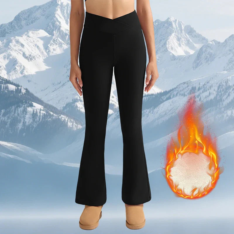 Women’s Fleece Leggings – High-Waisted Thick Flared Thermal Tights, Tummy Control Winter Pants