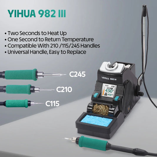 YIHUA 982-III Precision Soldering Station – Adjustable Temperature Soldering Iron for C115 C210 C245 Welding & Rework