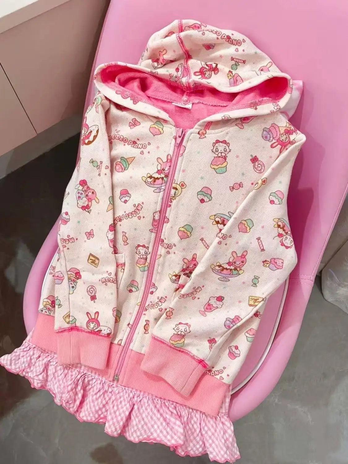 Cute Printed Cardigan - Y2K Fairy Grunge Ruffle Patchwork Harajuku Outerwear