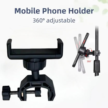 Universal C-Clip Phone Holder - 360° Rotating Mount for Boom Arms and Microphone Stands