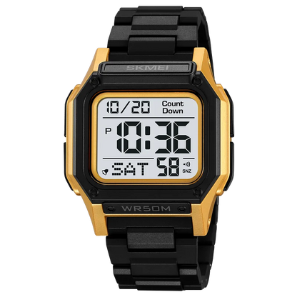 SKMEI Men’s Waterproof Sport Watch – Digital Wristwatch with Countdown, Stopwatch & Dual Time Display