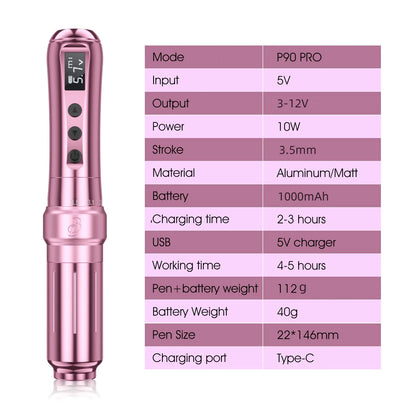 BIOMASER U1 Wireless Rotary Tattoo Pen — Professional PMU Machine for Eyebrow, Lip & Microblading Permanent Makeup