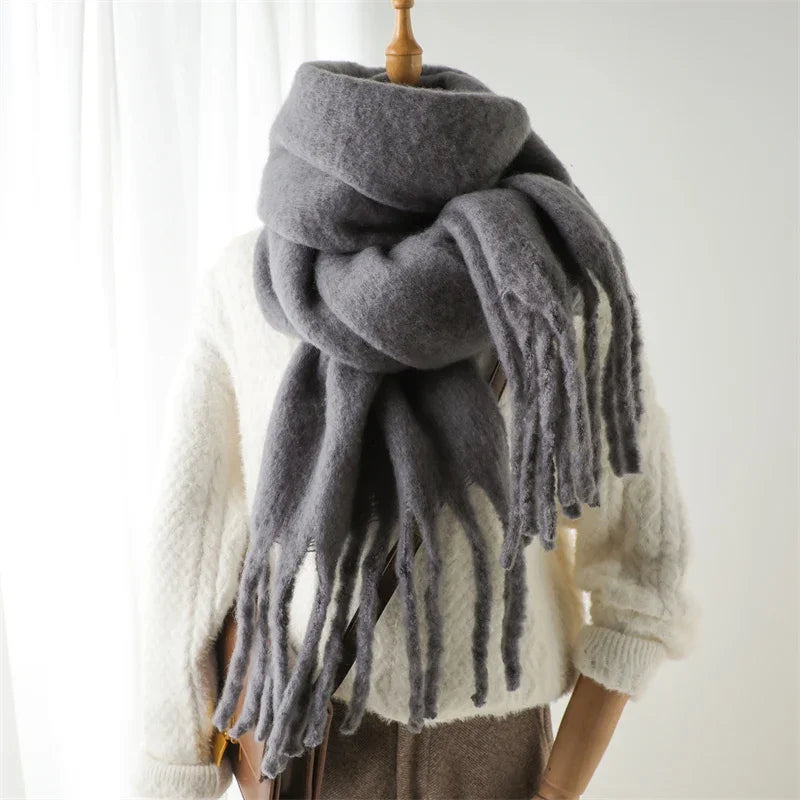 Women’s Winter Cashmere Scarf – Thick Soft Pashmina Shawl with Tassels, Warm Blanket Wrap & Long Poncho Echarpe