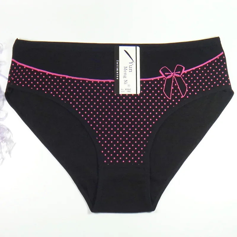 6 Pcs Women’s Cotton Briefs Set - Plus Size Sexy Print Mid-Rise Panties with Breathable Cotton Crotch