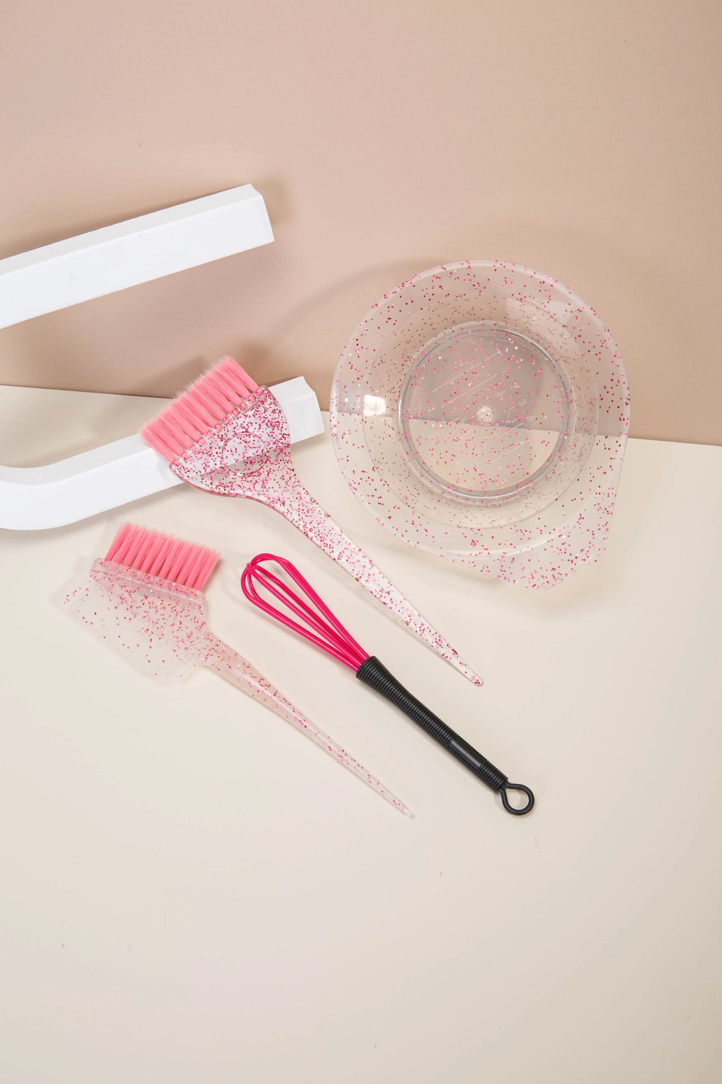 4pcs Hair Styling & Highlight Dyeing Set – Sparkling Comb, Oil Brush, Single-Sided Soft Hair Pearl Dyeing Brush