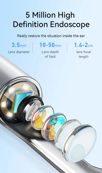 Visual Ear Wax Cleaner with Camera – Safe Earwax Removal Endoscope, 5M Luminous Otoscope & Ear Cleaning Tools for Ear Care