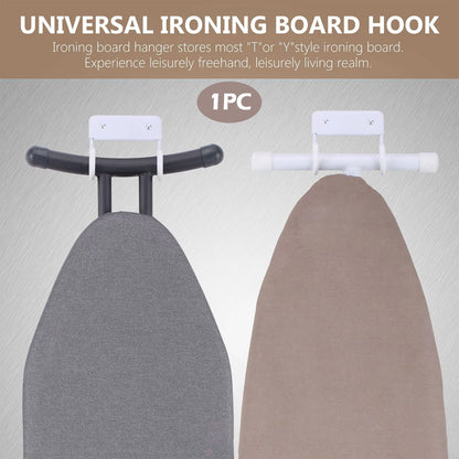 Maximize Laundry Space: Ironing Board Wall Mount Hook Hanger - Universal Holder for Home Laundry Room - Convenient Shelf Storage Rack for Laundry Accessories
