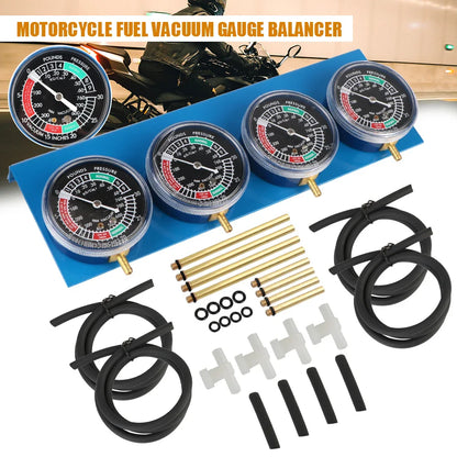 2/4 Cylinder Motorcycle Carburetor Synchronizer Kit — Ignition Tester & Balancer Gauge Set for Motorbike Diagnostics