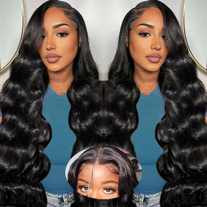 Body Wave Lace Front Wig – 13x4 & 13x6 Pre-Plucked Human Hair, 32-36 Inch, 200% Density with Baby Hair for Women