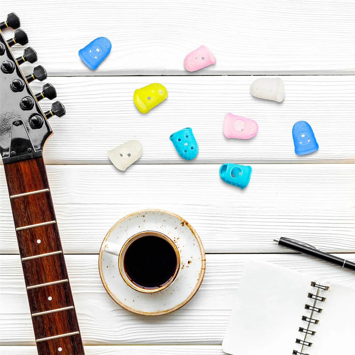 Guitar Fingertip Protectors — 10PCS Silicone Finger Guards, 5 Sizes