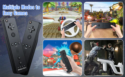 2-in-1 Nintendo Wii Controller Set | Wireless Remote Gamepad with Motion Plus Joystick & Silicone Case