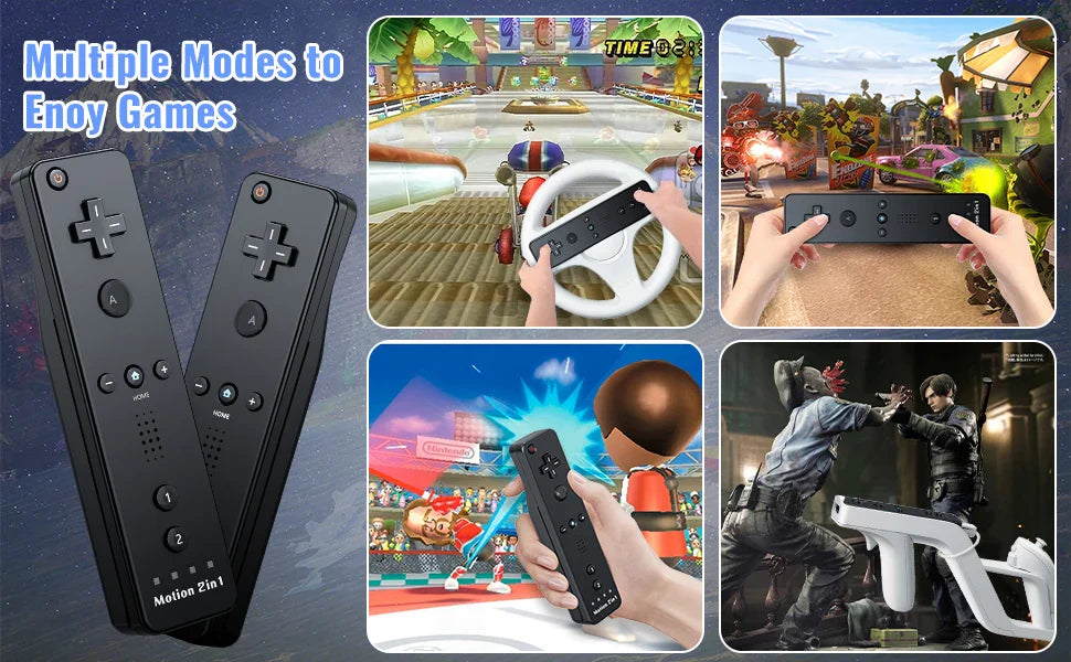 2-in-1 Wireless Controller for Nintendo Wii – Motion Plus Remote with Silicone Case