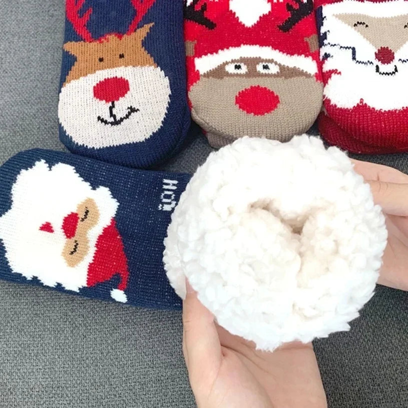 Women’s Christmas Fuzzy Socks – Winter Warm Thermal Non-Slip Fluffy Floor Slippers, Soft Indoor Home Gift