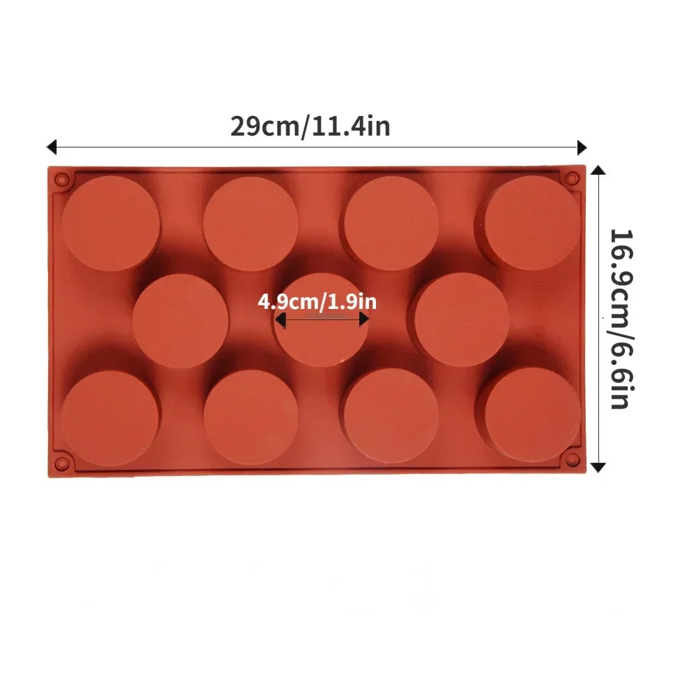 8-Cavity Round Silicone Cake Mold — Chocolate, Oreo, Cookie, Jelly, Pudding, Soap & Cheesecake Baking Tool