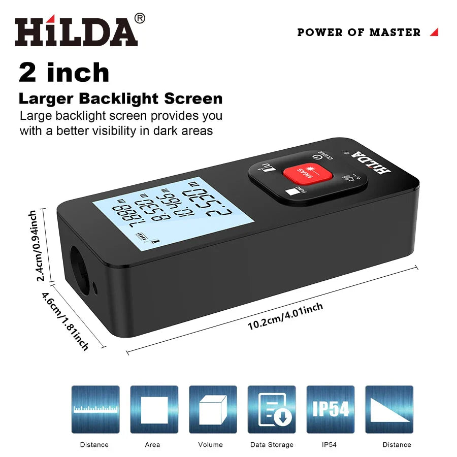HILDA Laser Distance Rangefinder – 50M/100M/120M Professional Laser Measuring Tool