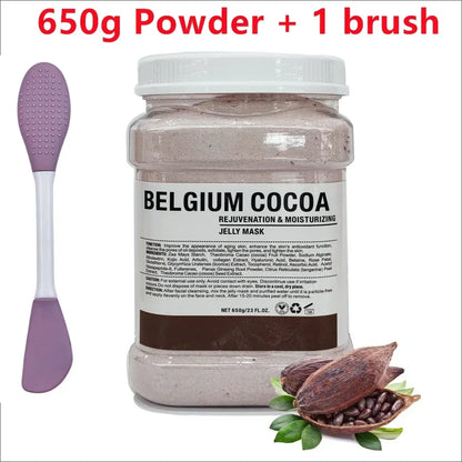 650g Chamomile Hyaluronic Acid Facial Moisturizing Mask Powder with Silicone Brush, Rose Jelly Mask for Skin Elasticity